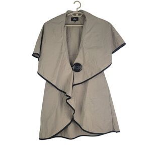 Anthropologie Luii Cape Top Cardigan Tan with Black Trim Size XL Lagenlook